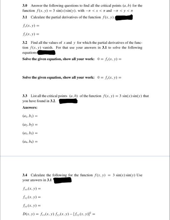 Solved 3.0 Answer the following questions to find all the | Chegg.com