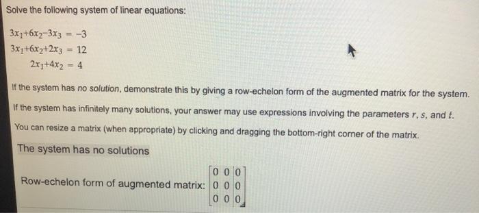 Solved Solve the following system of linear equations: | Chegg.com
