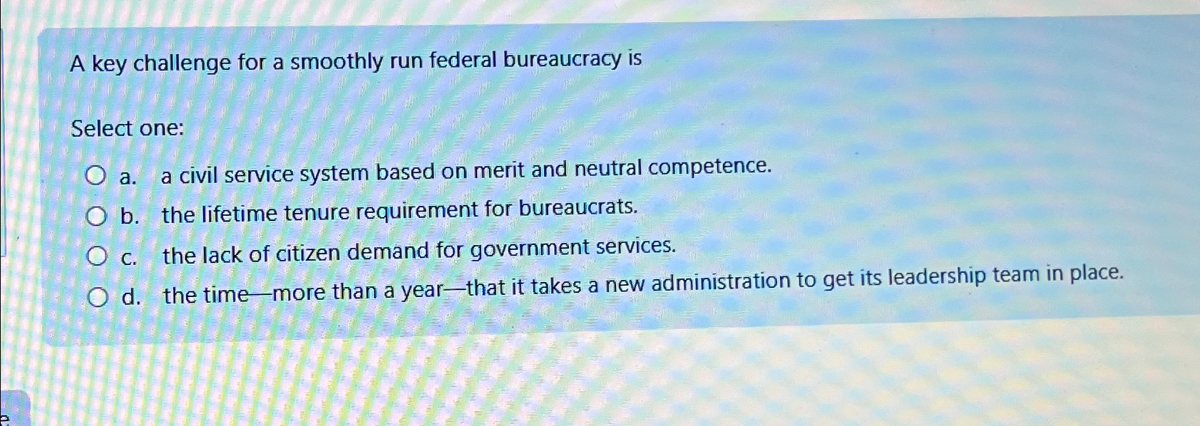 Solved A key challenge for a smoothly run federal | Chegg.com