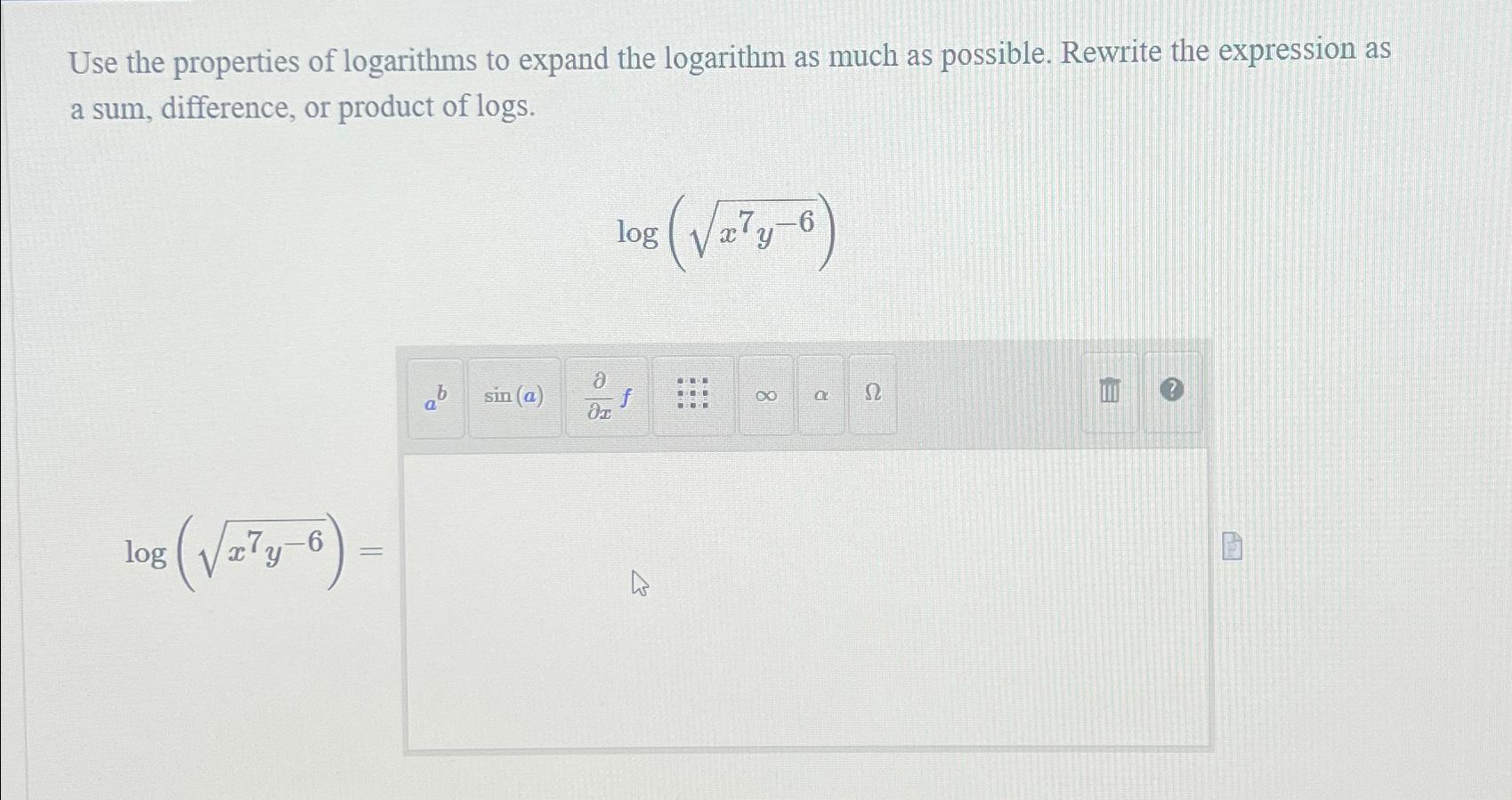 Solved Use the properties of logarithms to expand the | Chegg.com