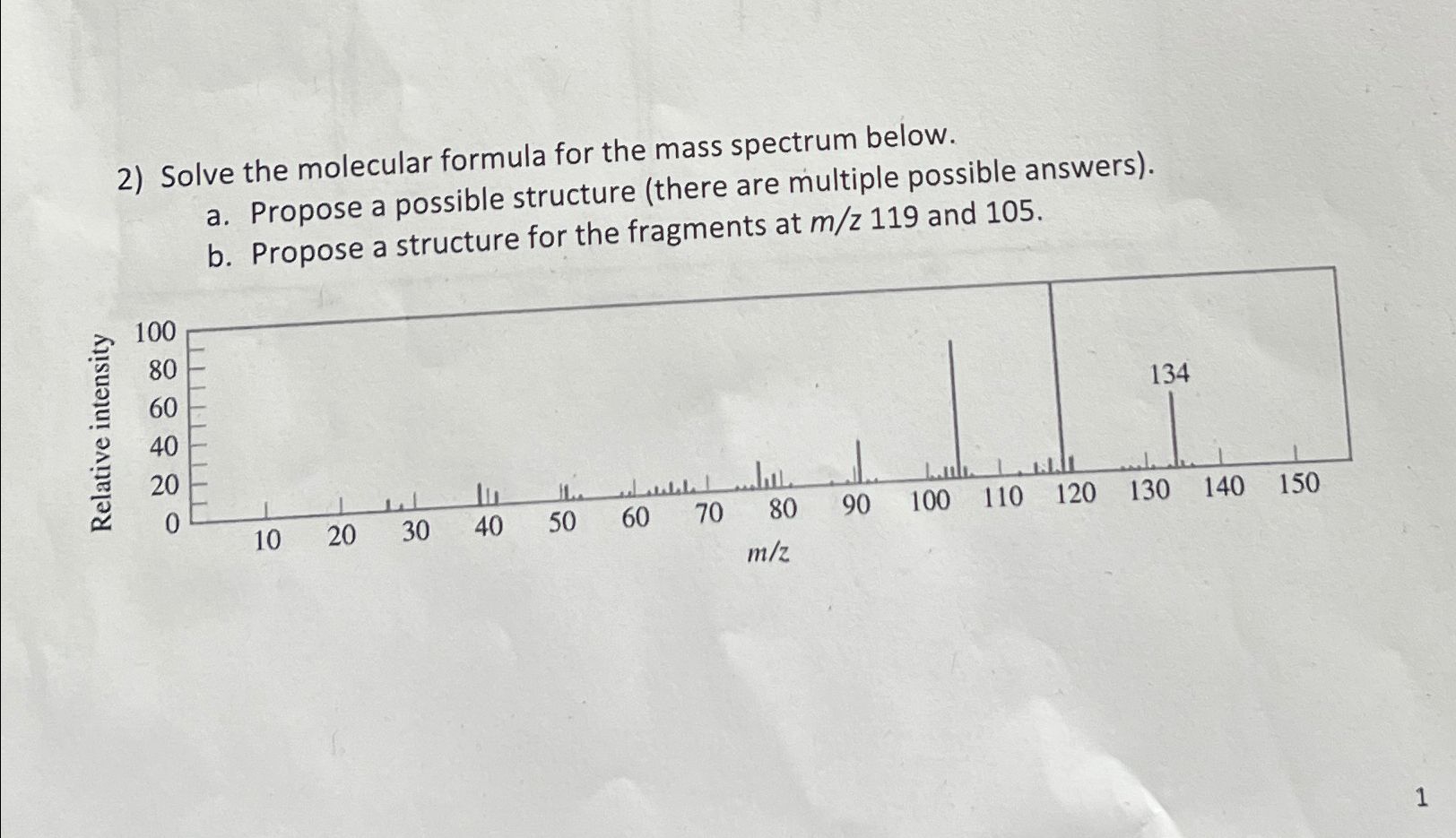 Solved Solve The Molecular Formula For The Mass Spectrum