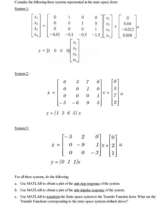 Solved Consider the following three systems represented in | Chegg.com