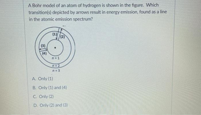 Solved A Bohr model of an atom of hydrogen is shown in the | Chegg.com