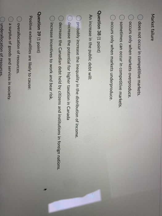 Solved Market failure does not occur in competitive markets.
