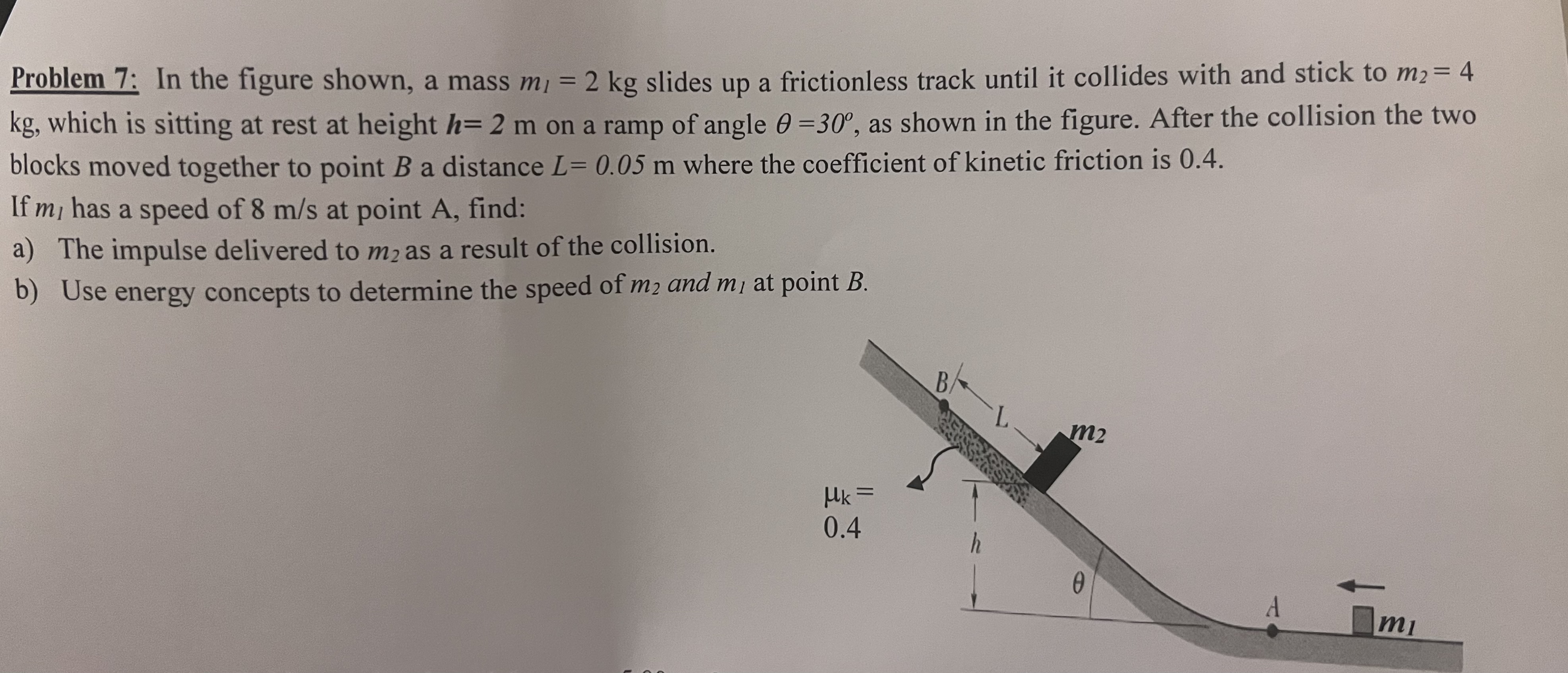 Solved Problem 7: In the figure shown, a mass m1=2kg ﻿slides | Chegg.com