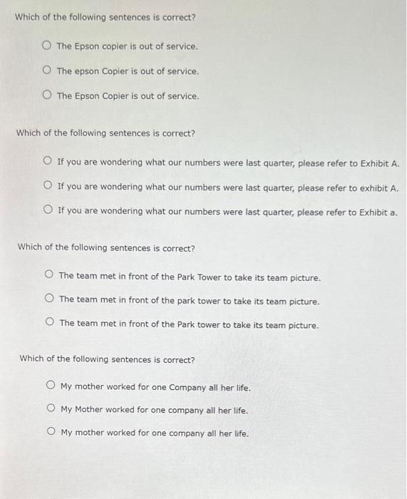 Which of the following sentences is correct? The