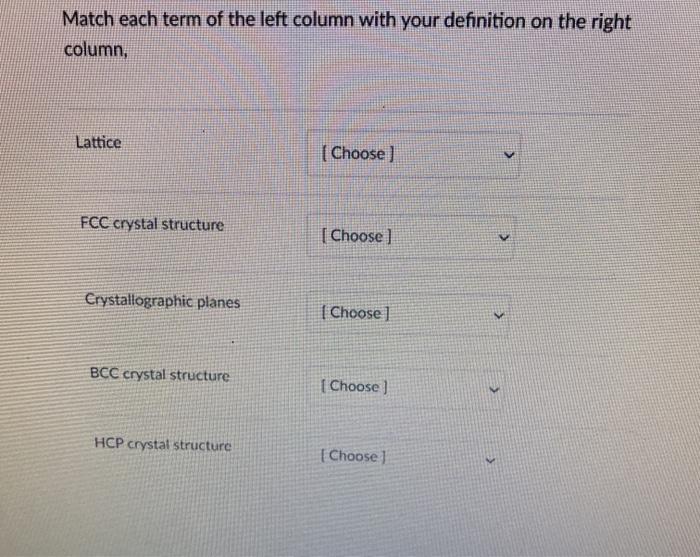 Solved Match each term of the left column with your | Chegg.com