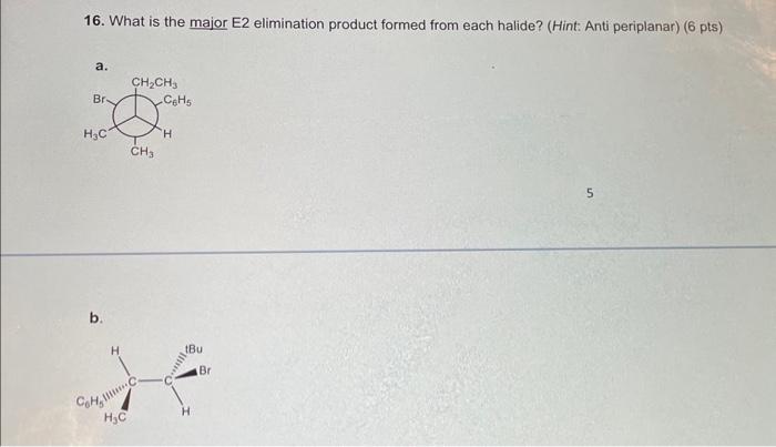 Solved 16. What is the major E2 elimination product formed | Chegg.com