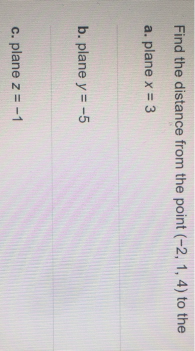 Solved Find The Distance From The Point 2 1 4 To The A Chegg Com