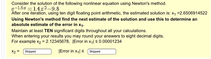 Solved Consider the solution of the following nonlinear | Chegg.com