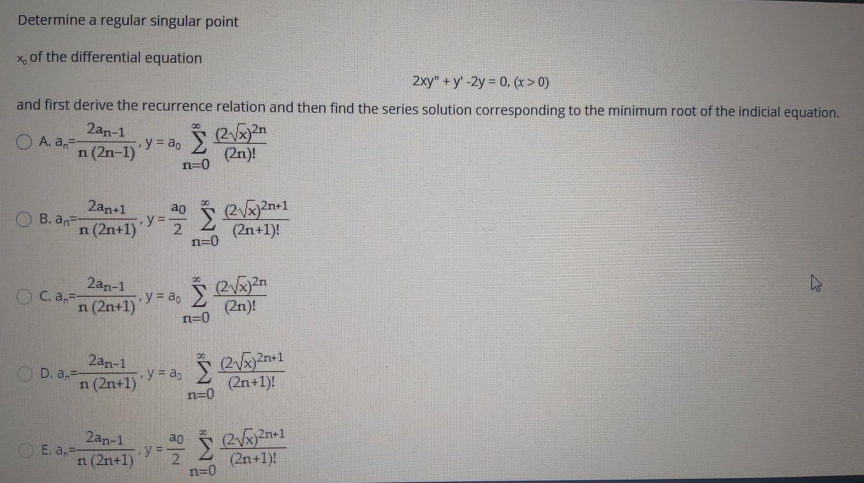 Solved Determine a regular singular point x, of the | Chegg.com