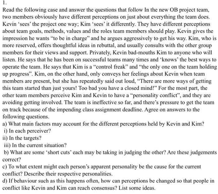 Solved Read the following case and answer the questions that | Chegg.com