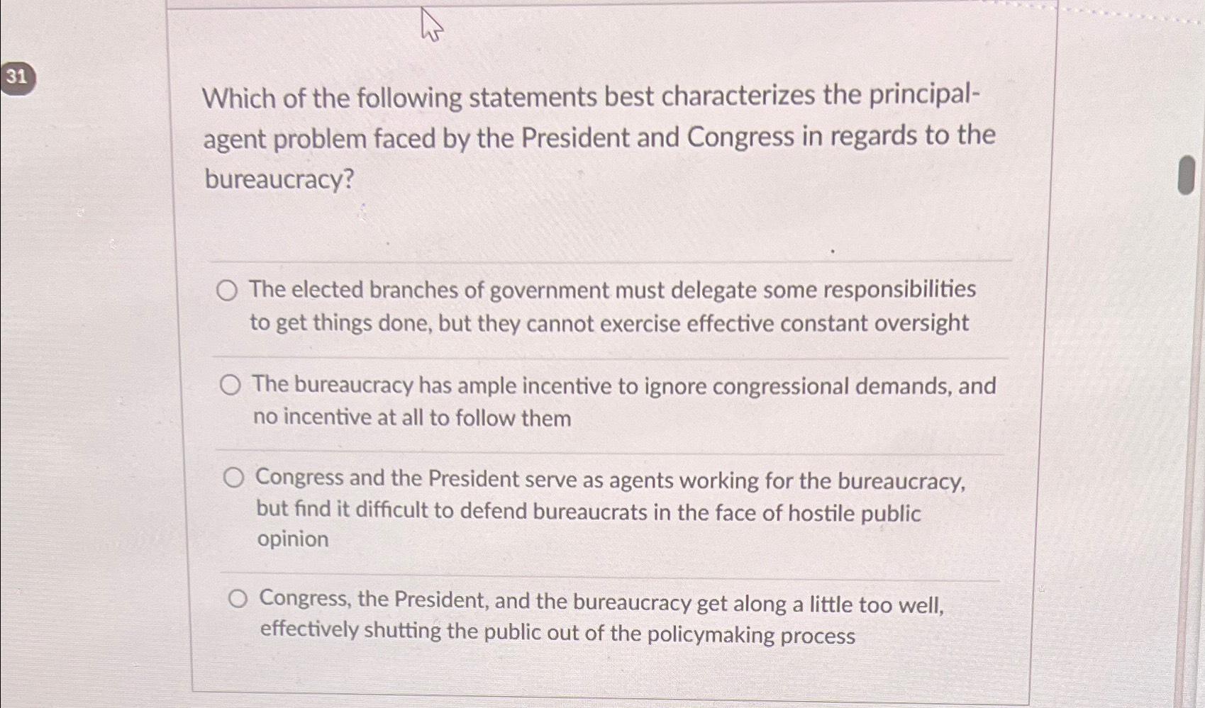 Solved Which of the following statements best characterizes | Chegg.com