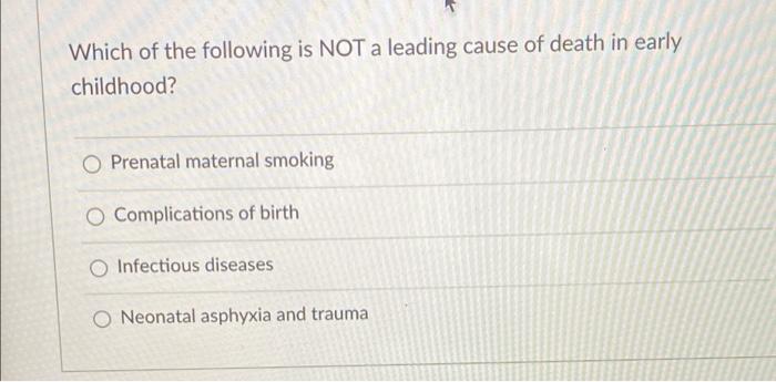 Solved Which of the following is NOT a leading cause of | Chegg.com
