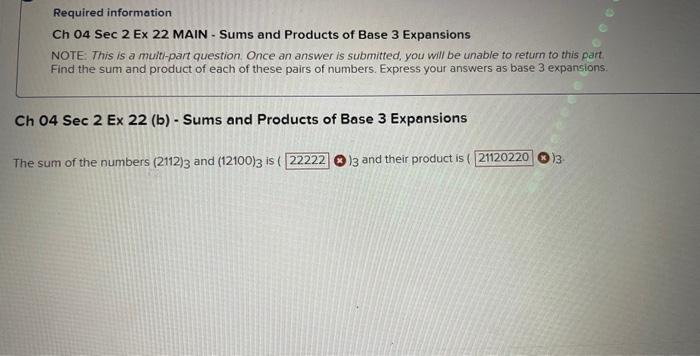 Solved Required information Ch 04 Sec 2 Ex 22 MAIN - Sums | Chegg.com