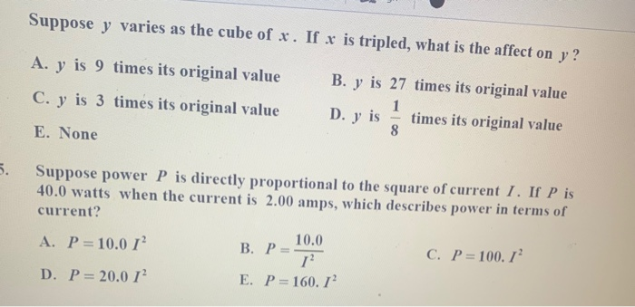 Solved Suppose y varies as the cube of x. If x is tripled, | Chegg.com