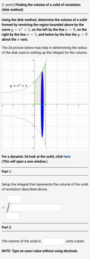 Disk Method Questions Solved (1 point) Finding the volume of a solid of revolution | Chegg.com