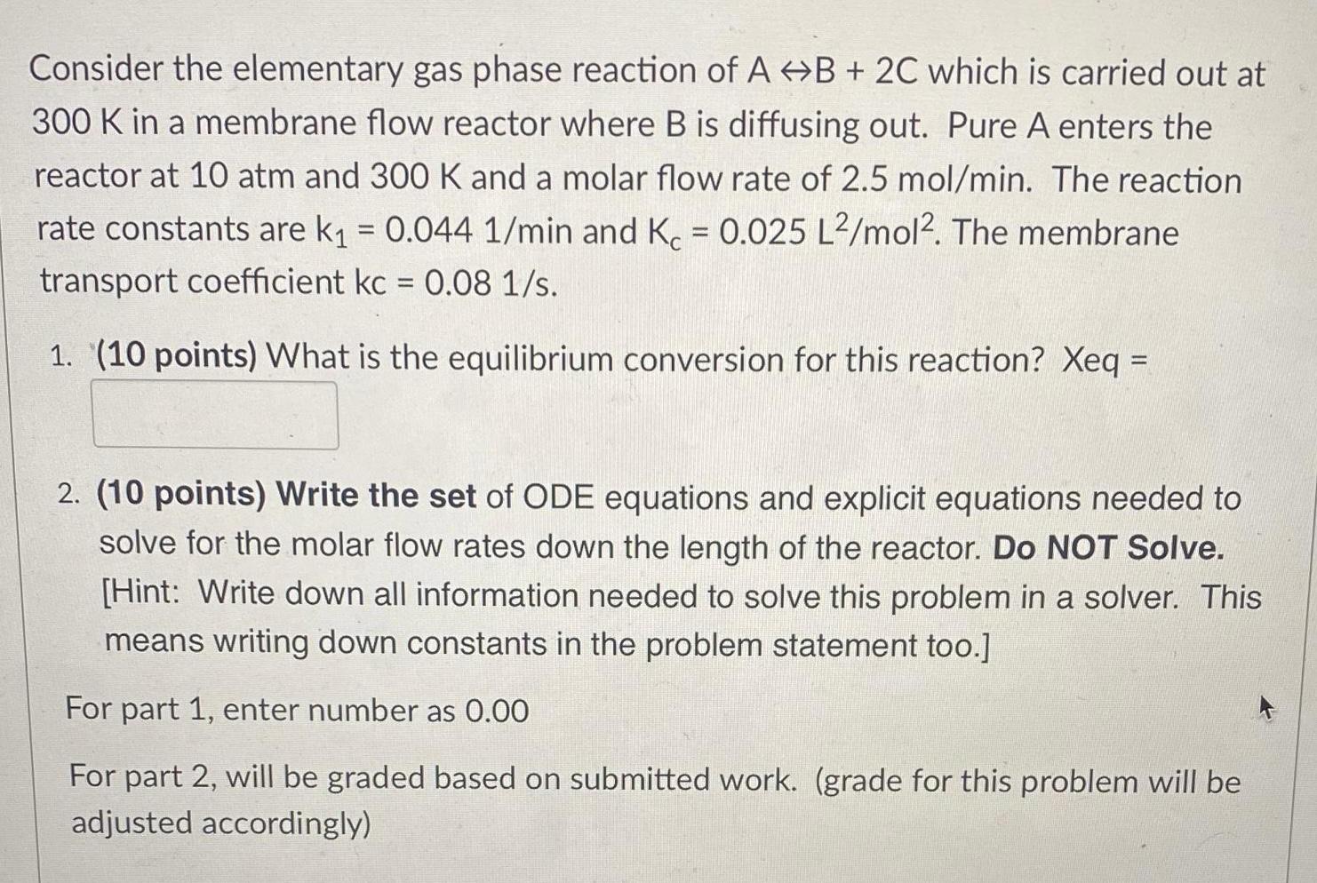 Solved Consider the elementary gas phase reaction of A B + | Chegg.com
