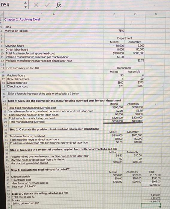 Solved Required information Chapter 2: Applying Excel This | Chegg.com