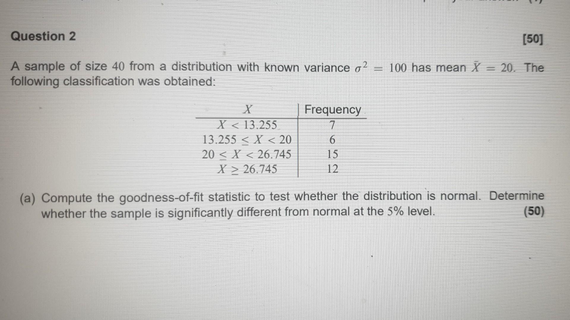 solved-a-sample-of-size-40-from-a-distribution-with-known-chegg