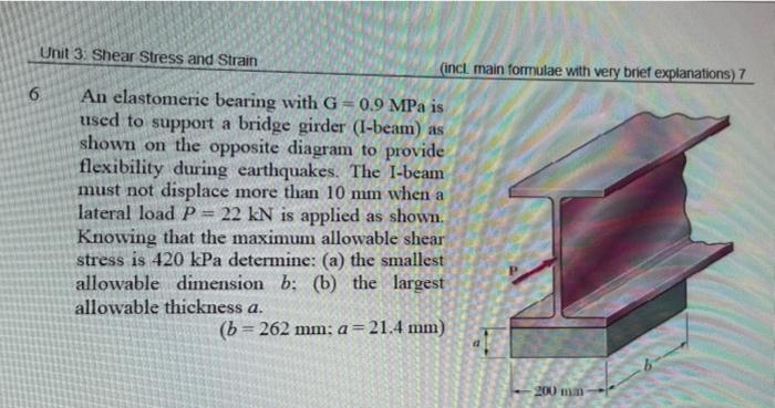 Solved Unit 3 Shear Stress And Strain (incl. Main Formulae | Chegg.com