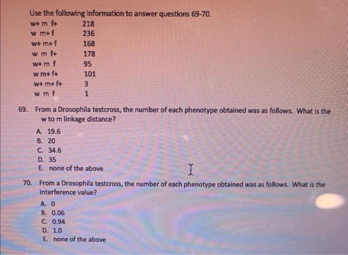 Solved Use The Following Information To Answer Questions