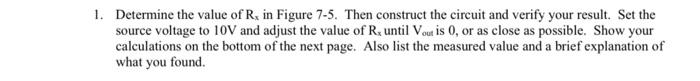 Solved Determine the value of Rx in Figure 7-5. Then | Chegg.com