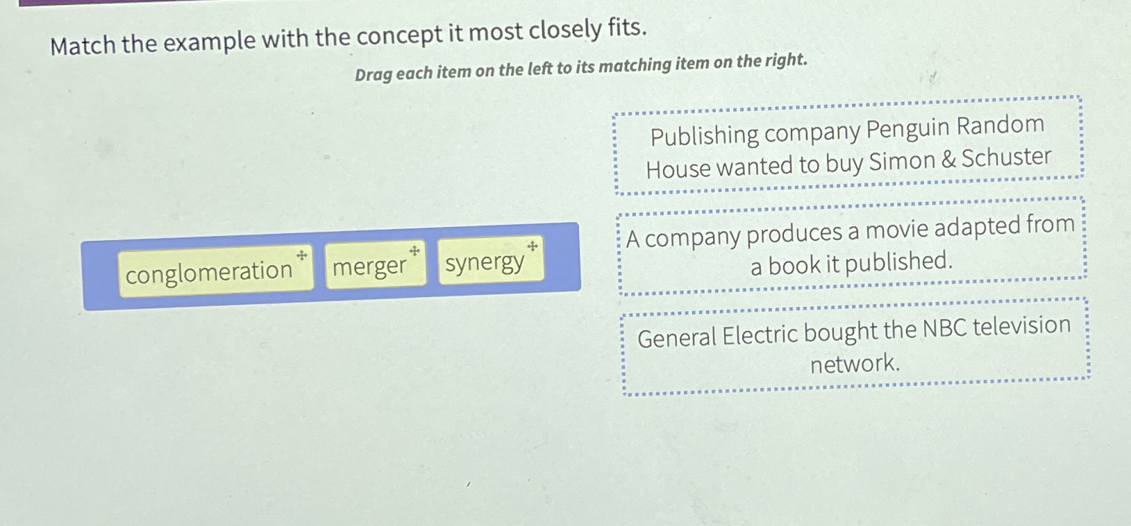 Solved by an EXPERT Match the example with the concept it most closely ...