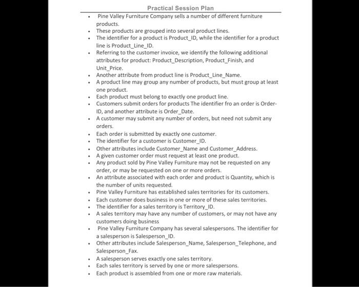 Solved ‏database in Mysql Pine Valley Furniture Company