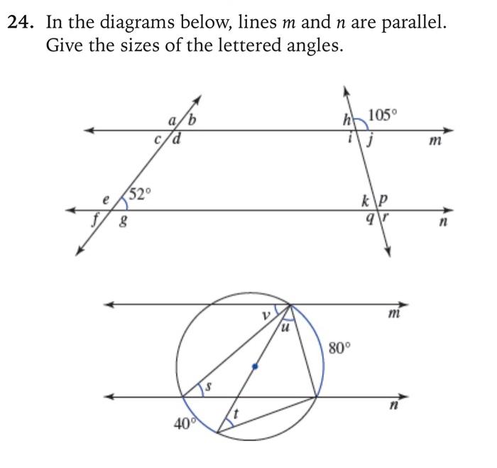 Solved 24. In the diagrams below, lines m and n are