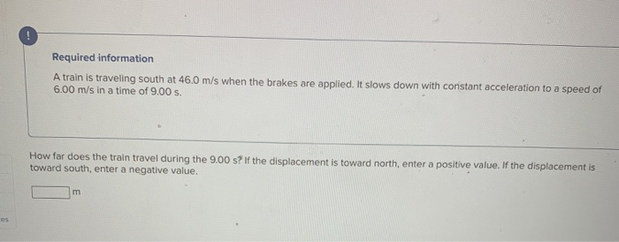 Solved ! Required information A train is traveling south at | Chegg.com