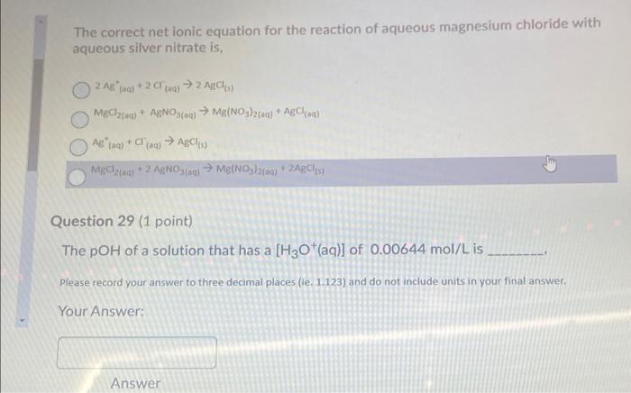 Solved The correct net ionic equation for the reaction of | Chegg.com