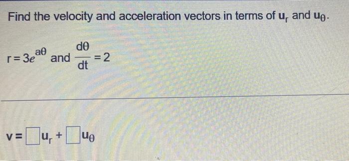 Solved Find the velocity and acceleration vectors in terms | Chegg.com
