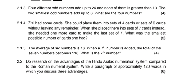 2.1.3 ﻿Four different odd numbers add up to 24 ﻿and | Chegg.com