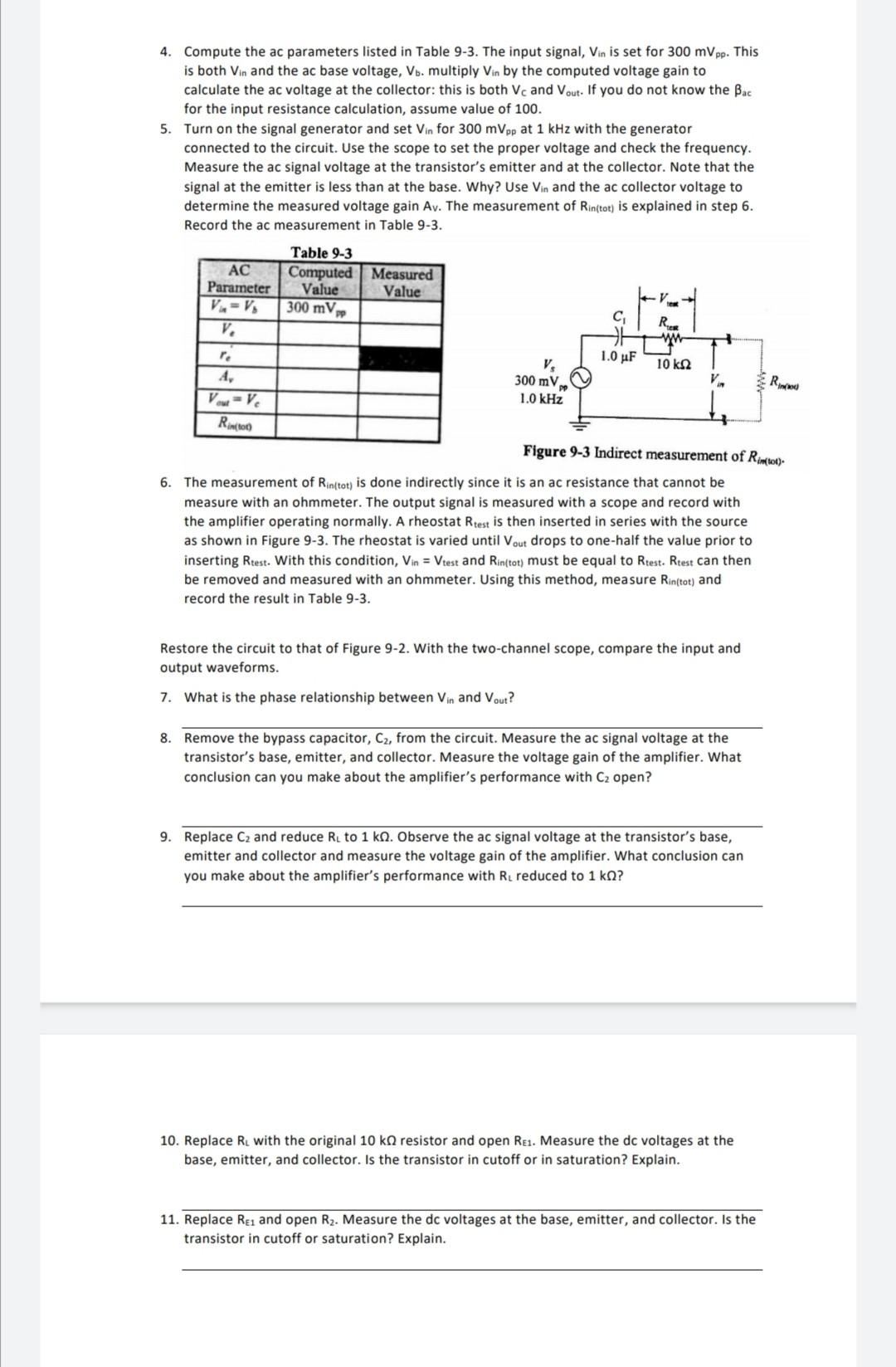 Solved The CommonEmitter Amplifier OBJECTIVES After
