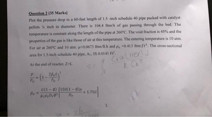Solved Question 2 [35 Marks] Plot the pressure drop in a | Chegg.com