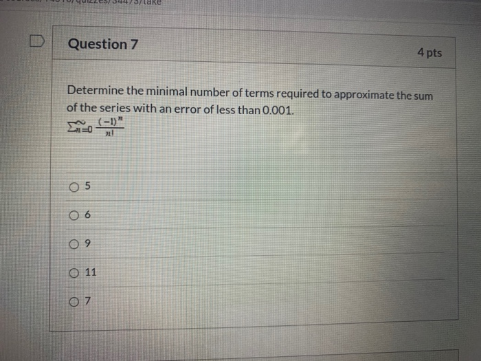 Solved Question 7 4 pts Determine the minimal number of | Chegg.com