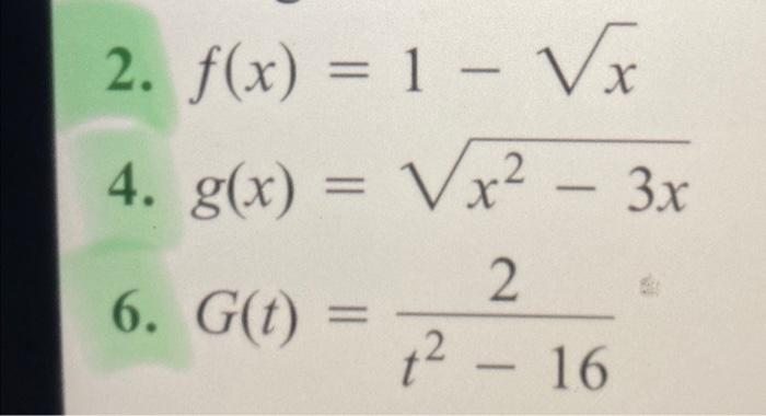 Solved 2 F X 1−x 4 G X X2−3x 6 G T T2−162