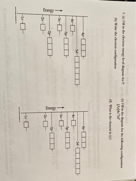 Solved 3. (a) Fill in the electron energy level diagram for | Chegg.com