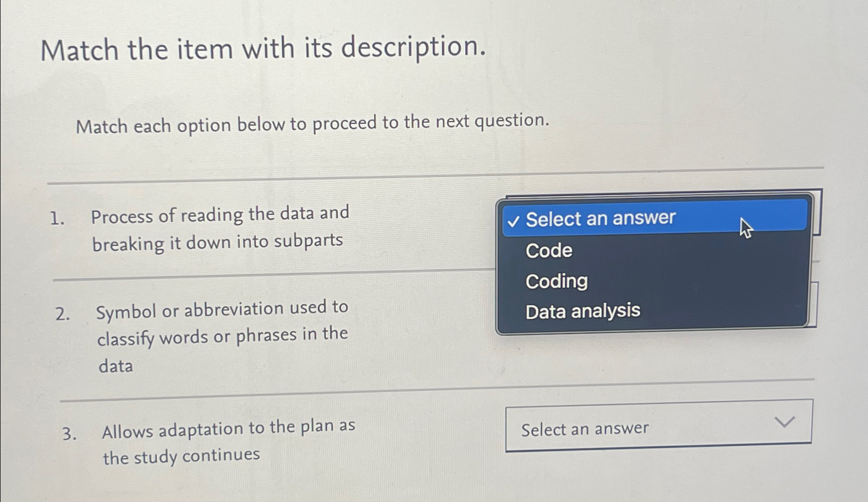 Solved Match the item with its description.Match each option | Chegg.com