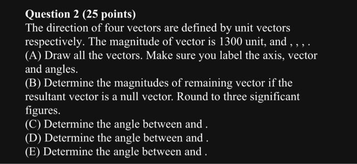Solved Question 2 ( 25 points) The direction of four vectors | Chegg.com
