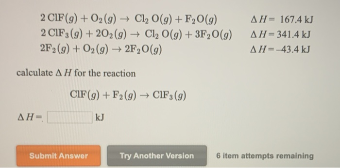 Solved 2 CIF(g)O2(g) Cl2 O(g) F2 O (g) 2 CIF 3 (g)+202 | Chegg.com