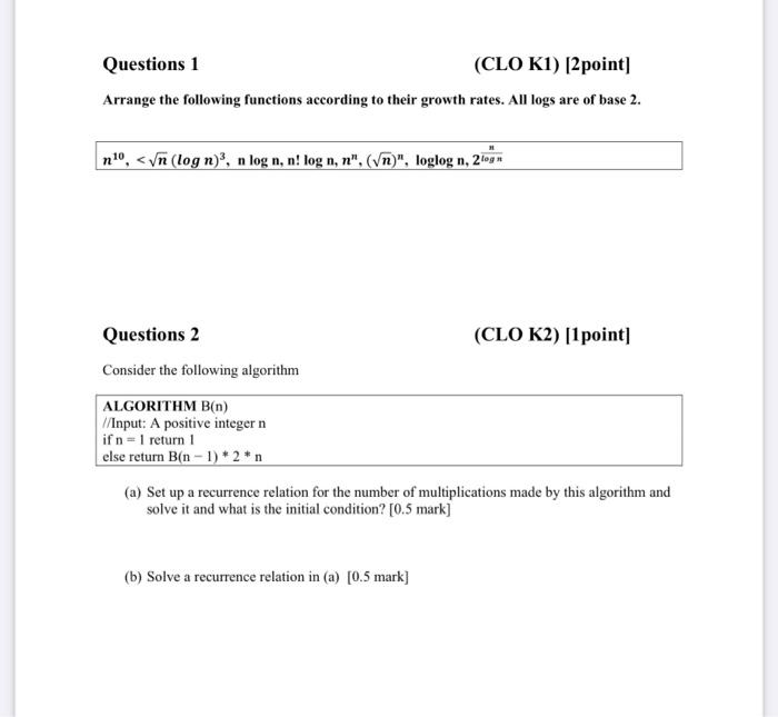 Solved can you solve this 2 question for ( algorithm | Chegg.com