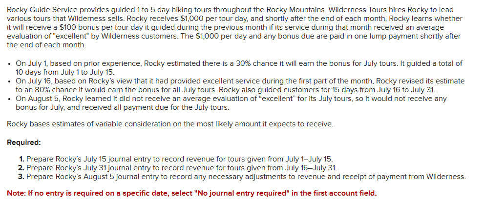 Solved Rocky Guide Service provides guided 1 ﻿to 5 ﻿day | Chegg.com