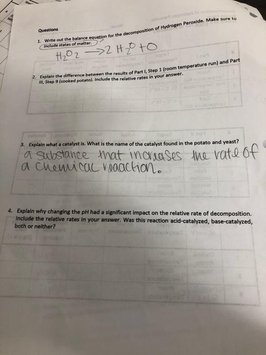 Solved 1 Write Out The Balance Equation For The Decomposi Chegg Com