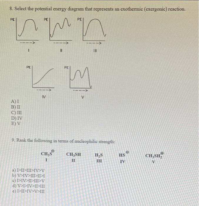 Solved 8 Select The Potential Energy Diagram That