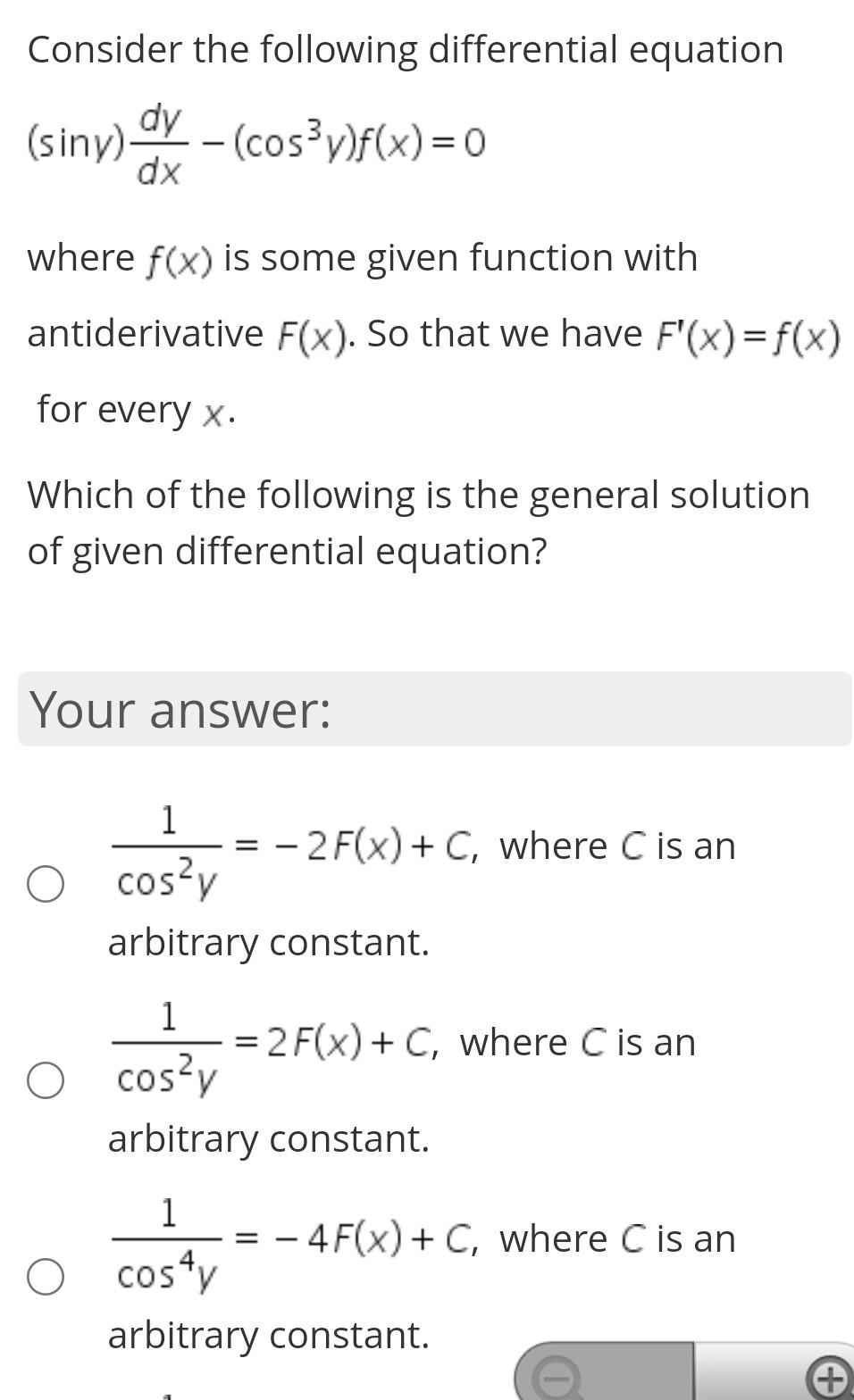 Solved Consider the following differential equation dy | Chegg.com