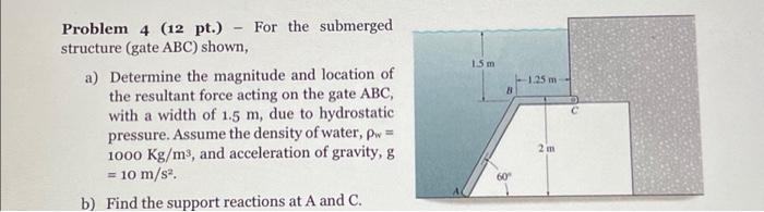 Solved Problem 4 (12 pt.) - For the submerged structure | Chegg.com