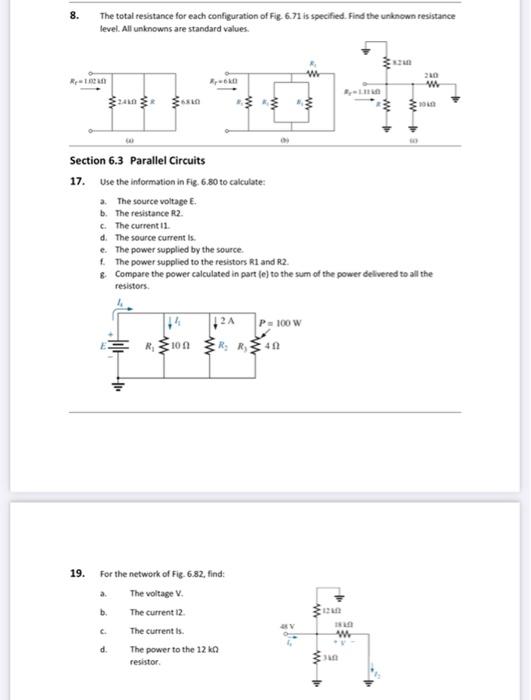 Solved 8. The total resistance for each configuration of Fig | Chegg.com