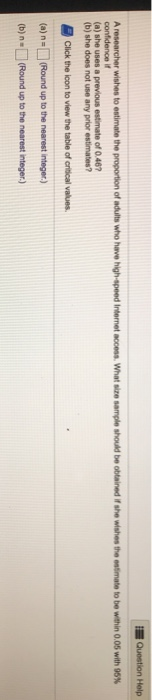 Solved Question Help A researcher wishes to estimate the | Chegg.com